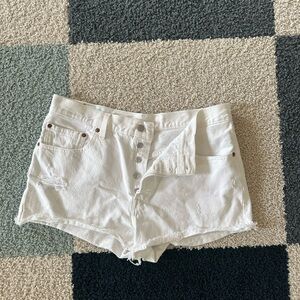 Levis 501 White Jean Shorts
